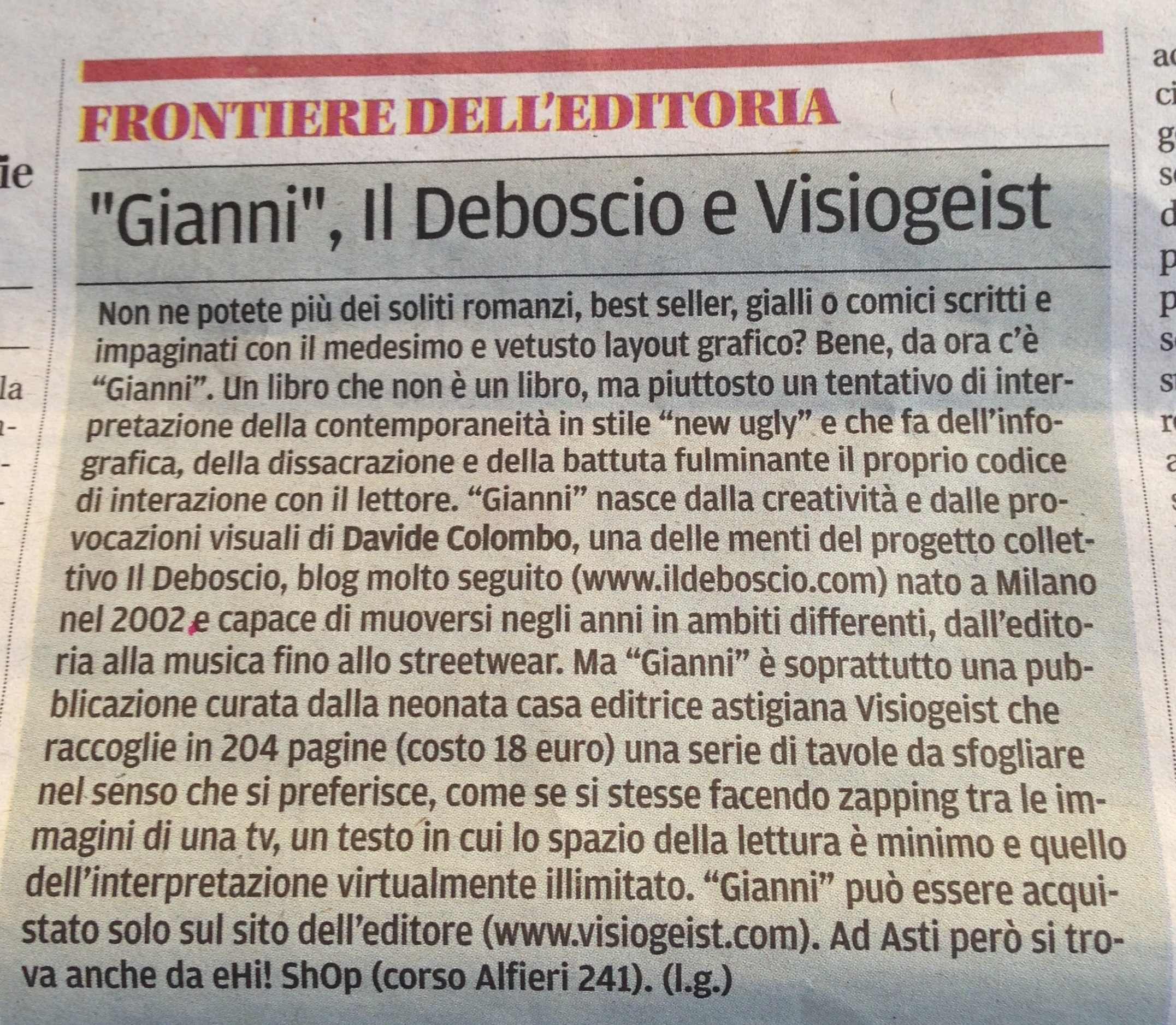 GIANNI SU LA NUOVA PROVINCIA DI ASTI